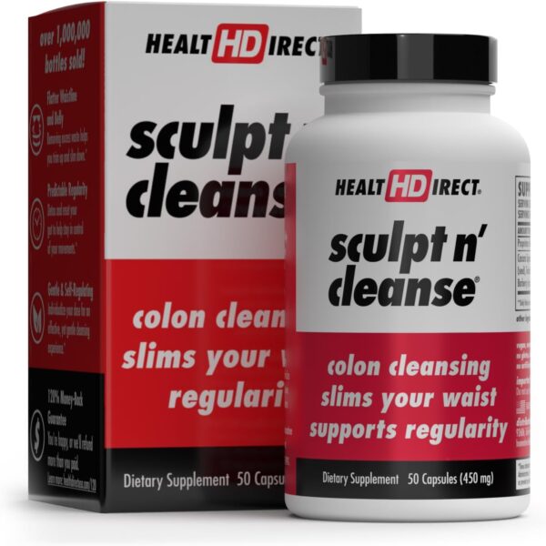 HEALTH DIRECT Sculpt n' Cleanse - Herbal Colon Cleanse for Digestive Health & Regularity - Natural Detox & Gut Flush Supplement - Weight Management Support - 50 Veggie Capsules